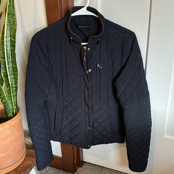 Quilted Navy Blue Zara Jacket - Picture 1 of 3